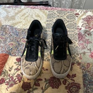 Nike Snakeskin Sneakers with Black and Green Accents